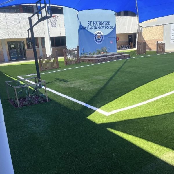 OneGrass synthetic turf installed in a multi-sport court at St Hurmizd Primary School